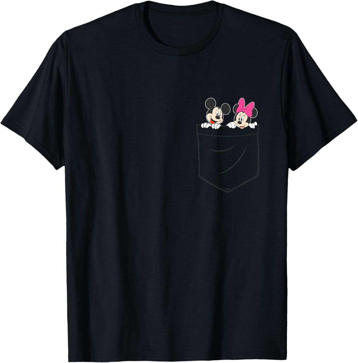 Disney Mickey & Minnie Mouse Small Pocket Couple , black, s T-Shirt - T-Shirt | Black