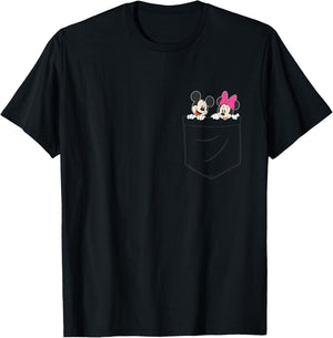 Disney Mickey & Minnie Mouse Small Pocket Couple , black, s T-Shirt - T-Shirt | Black