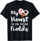 My Heart Is On Fields Baseball Soccer Football Player Mom T-Shirt - T-Shirt | Black