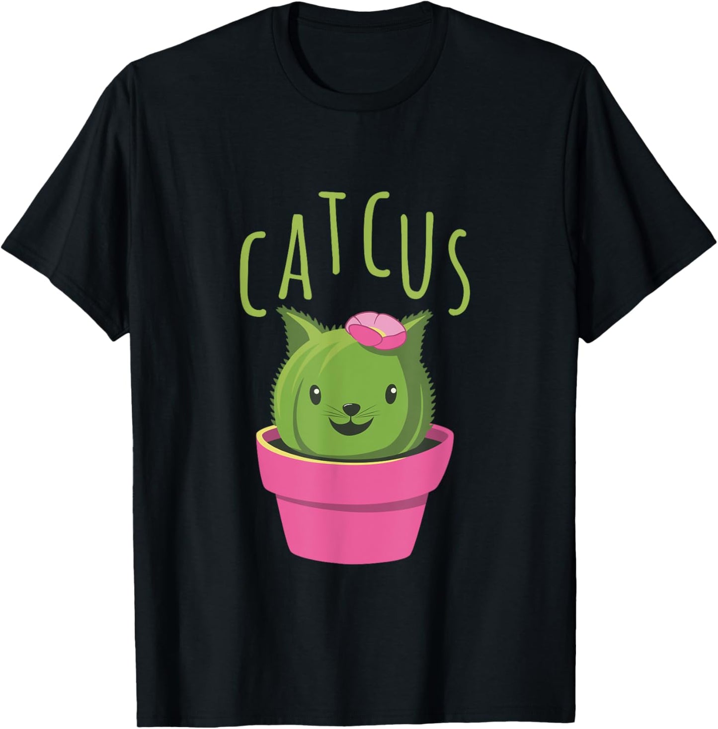 Cute Catcus Cat And Cactus Women Kids T-Shirt - T-Shirt | Black