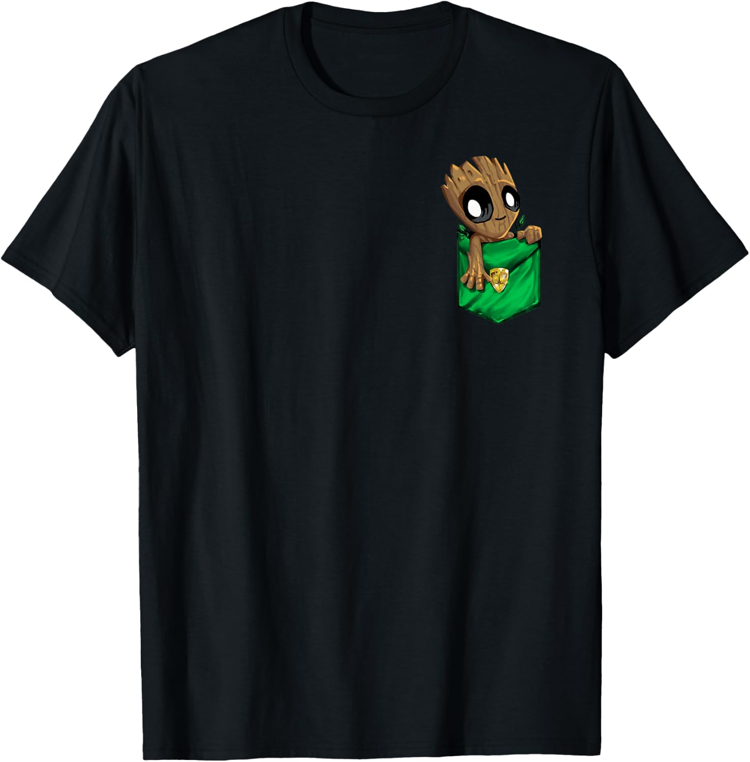 Marvel Comic Groot graphic on left chest pocket T-Shirt - T-Shirt | Black