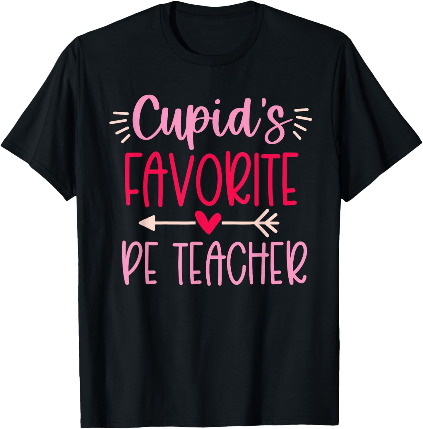 Cute Cupid's Favorite PE Teacher Valentine's Day Design T-Shirt - T-Shirt | Black