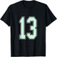 Cute Mint Green Number 13 Jersey Player Uniform #13 Fan T-Shirt - T-Shirt | Black