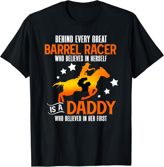 Barrel Racing Dad Proud Dad Of A Barrel Racer Father T-Shirt - T-Shirt | Black