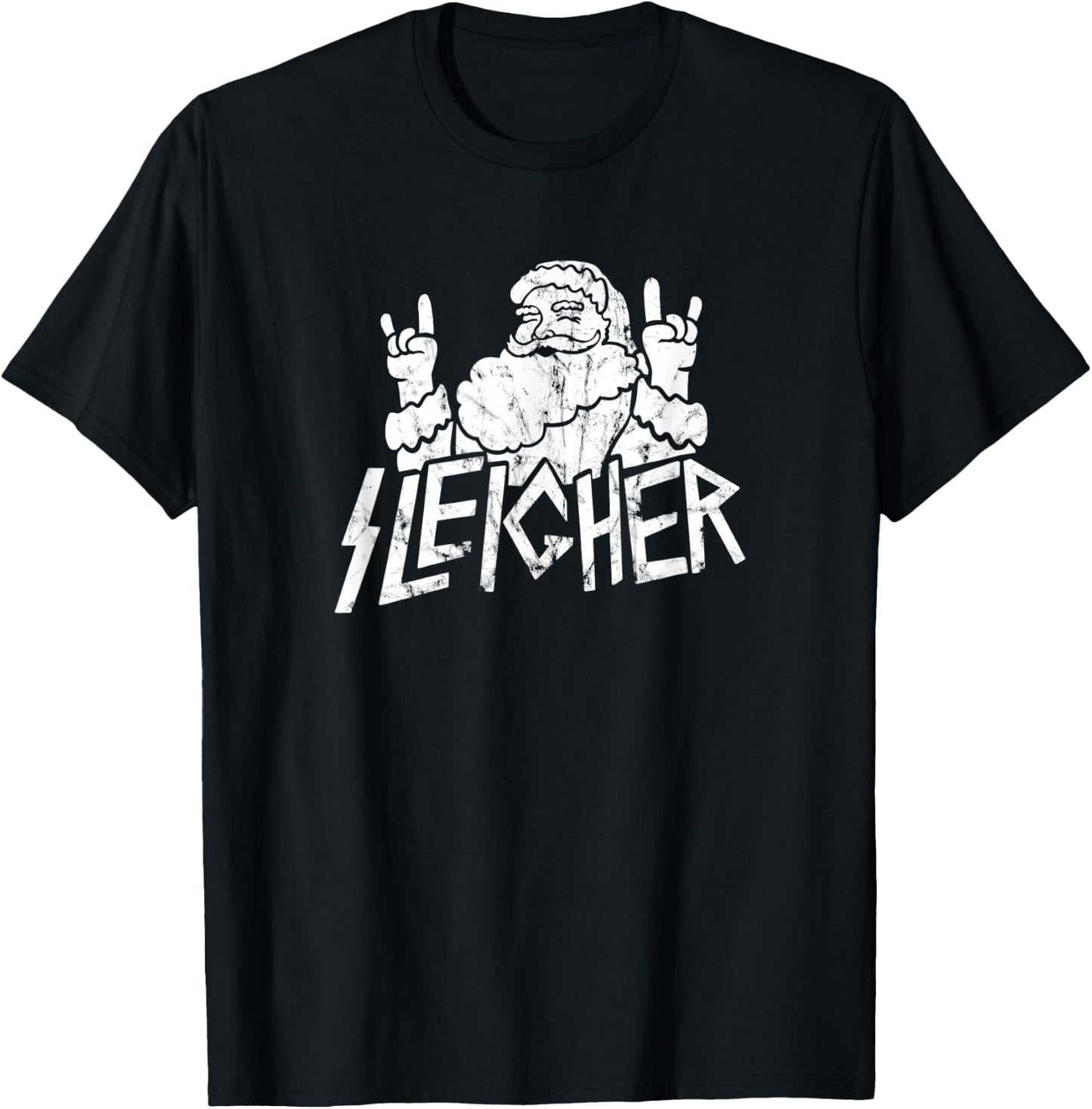 Santa Sleigher Funny Christmas for Metalheads Vintage T-Shirt - T-Shirt | Black