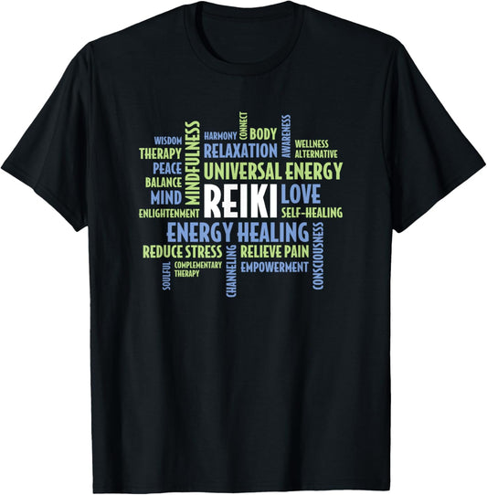 Reiki Word Cloud - Reiki Quotes for Reiki Practitioners T-Shirt - T-Shirt | Black