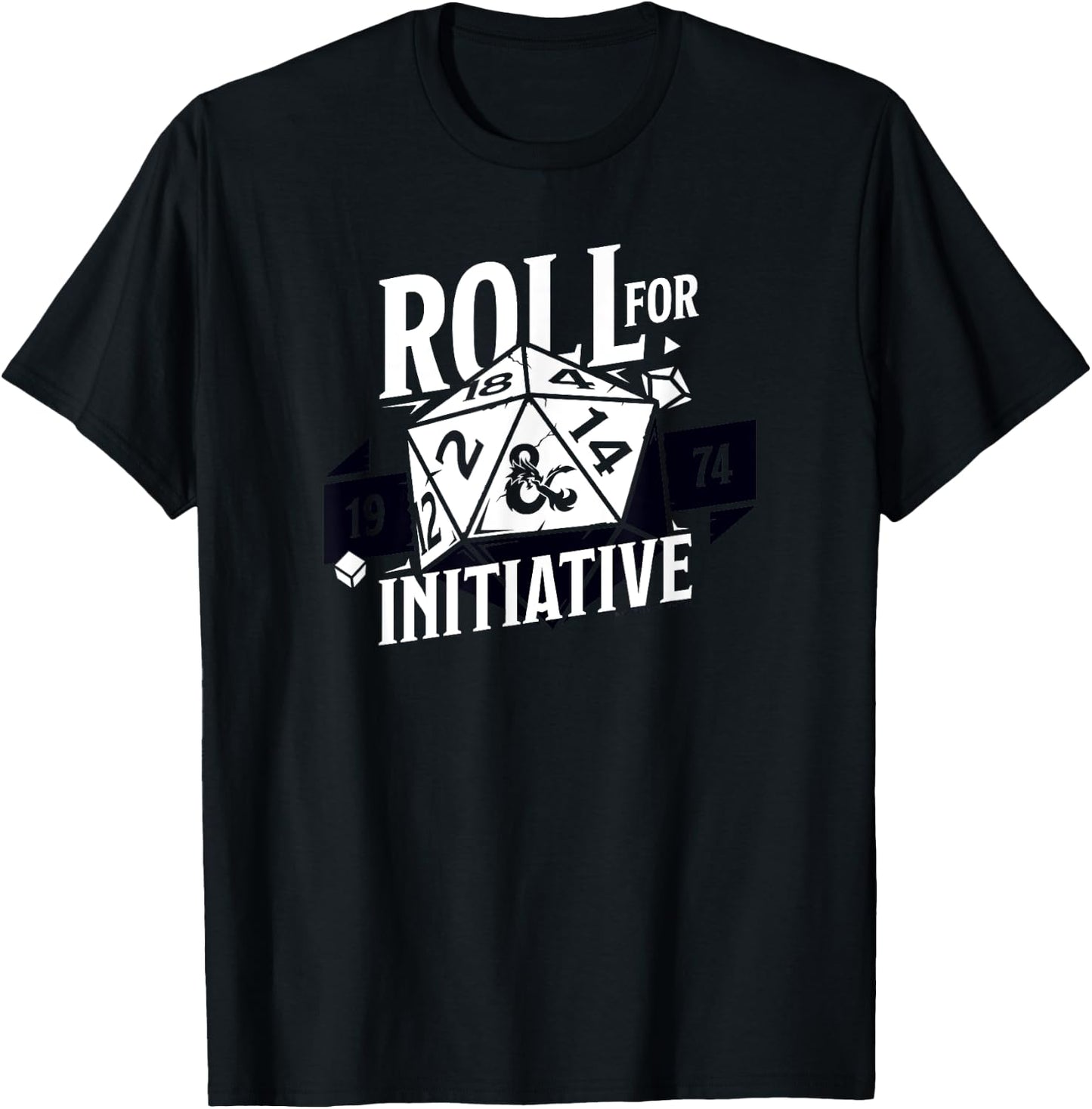 Dungeons & Dragons Roll For Initiative 1974 Text Logo T-Shirt - T-Shirt | Black