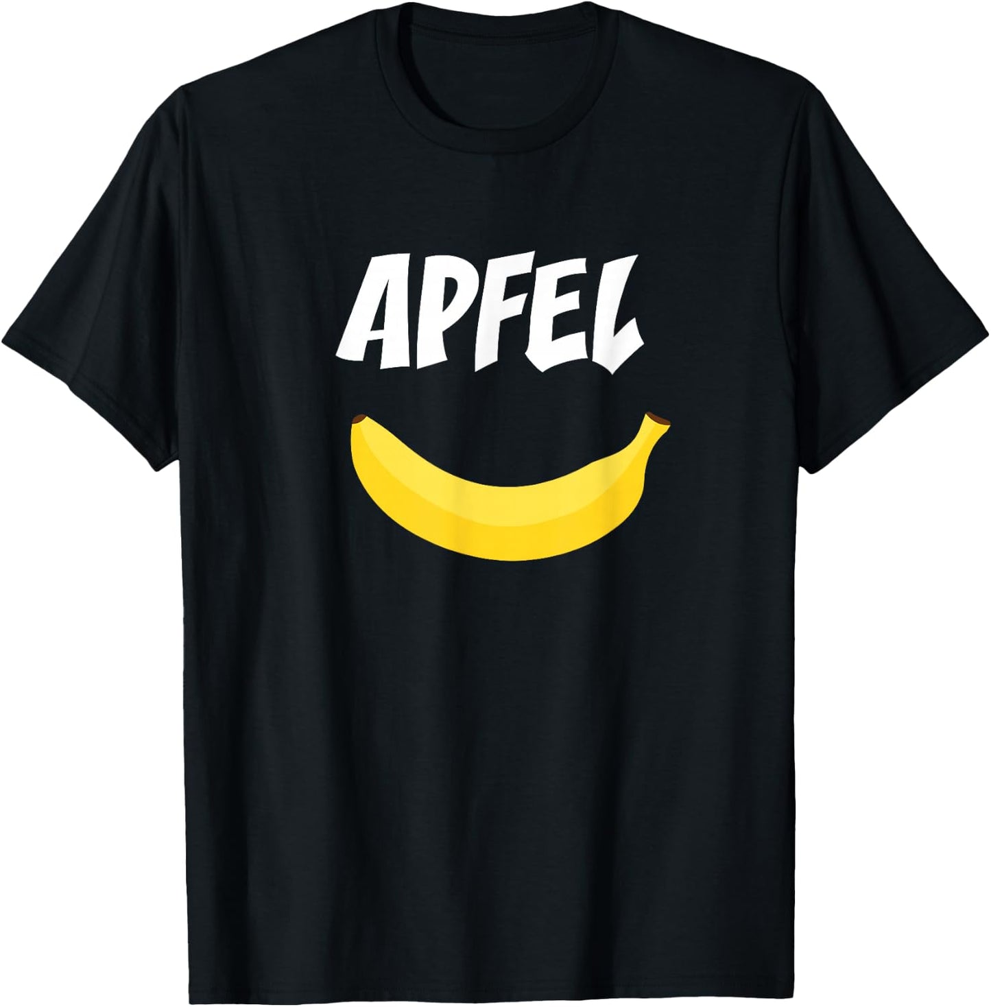 Apple with Banana Spring Summer Party Vegan Fruit , black T-Shirt - T-Shirt | Black