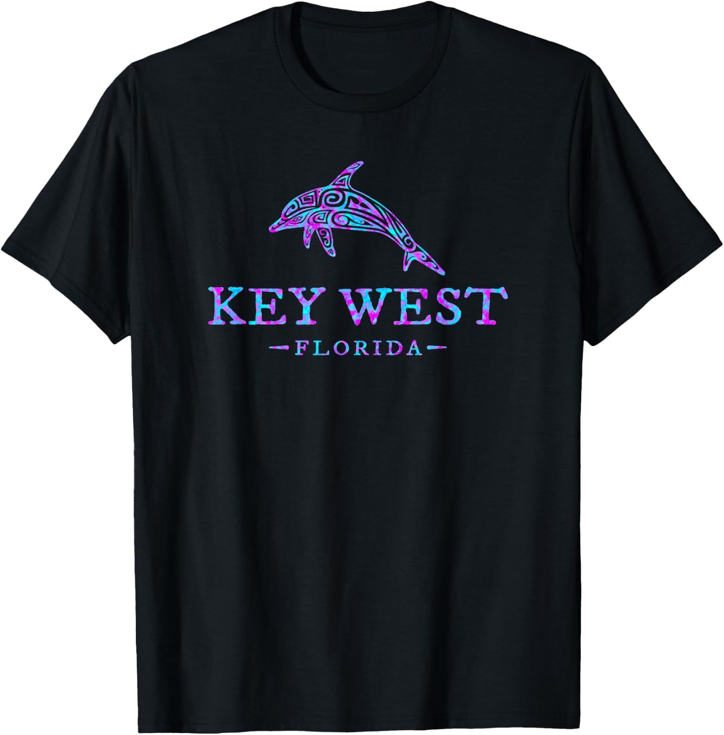 Key West Florida Colorful Dolphin Girls Boys T-Shirt - T-Shirt | Black