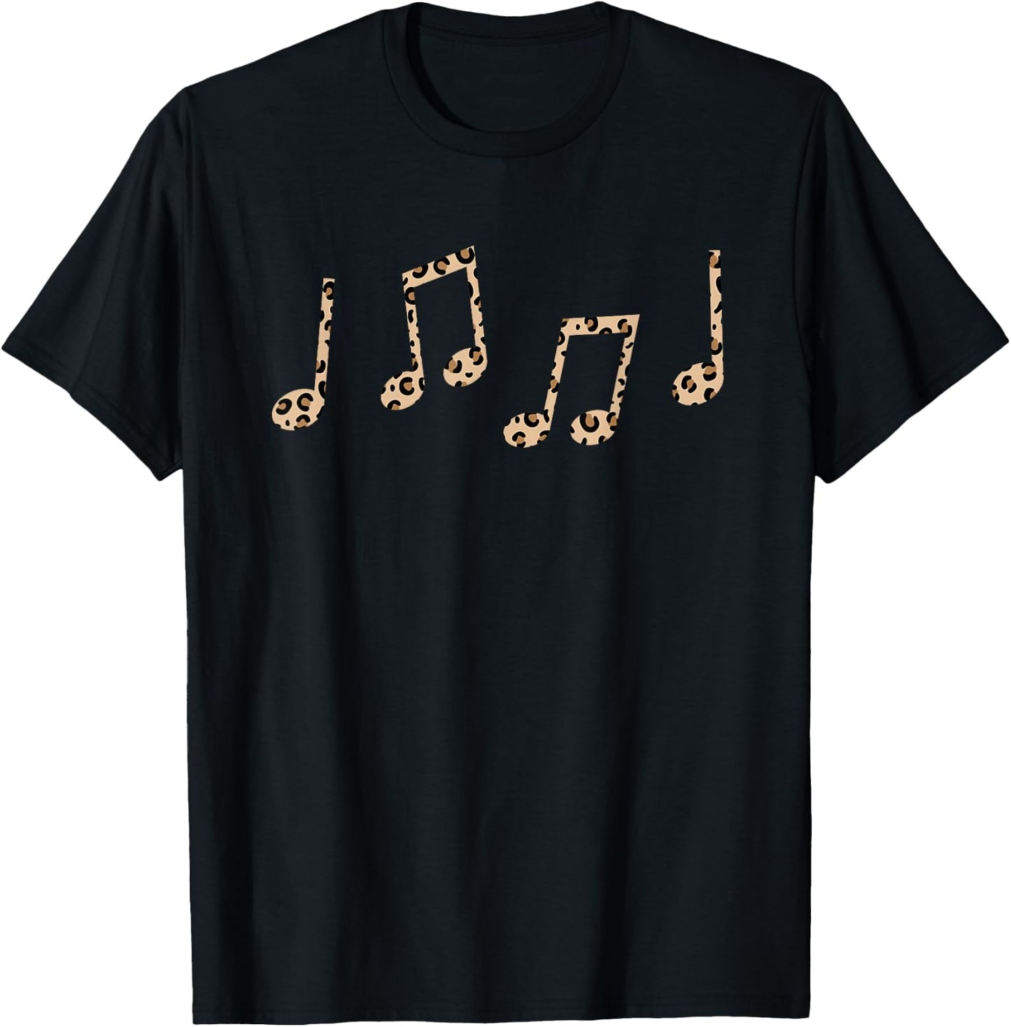 Music Leopard Print Music Note Musician Girls Music Teacher T-Shirt - T-Shirt | Black
