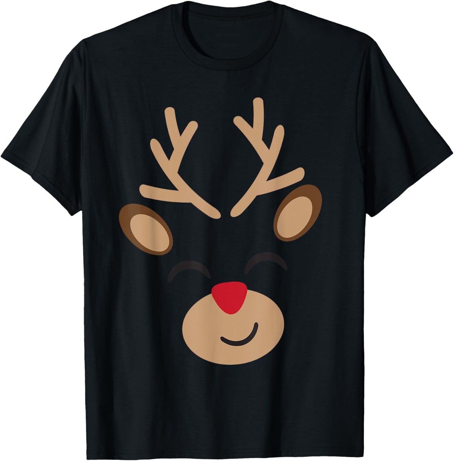 Adorable Reindeer Holiday Graphic - Festive Christmas Design T-Shirt - T-Shirt | Black
