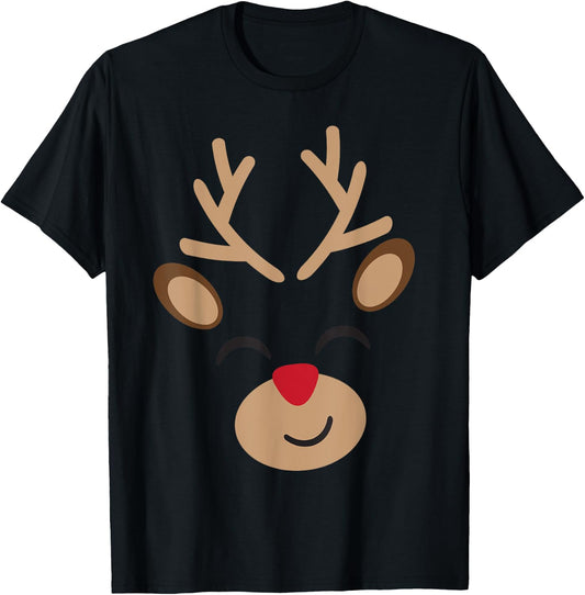 Adorable Reindeer Holiday Graphic - Festive Christmas Design T-Shirt - T-Shirt | Black