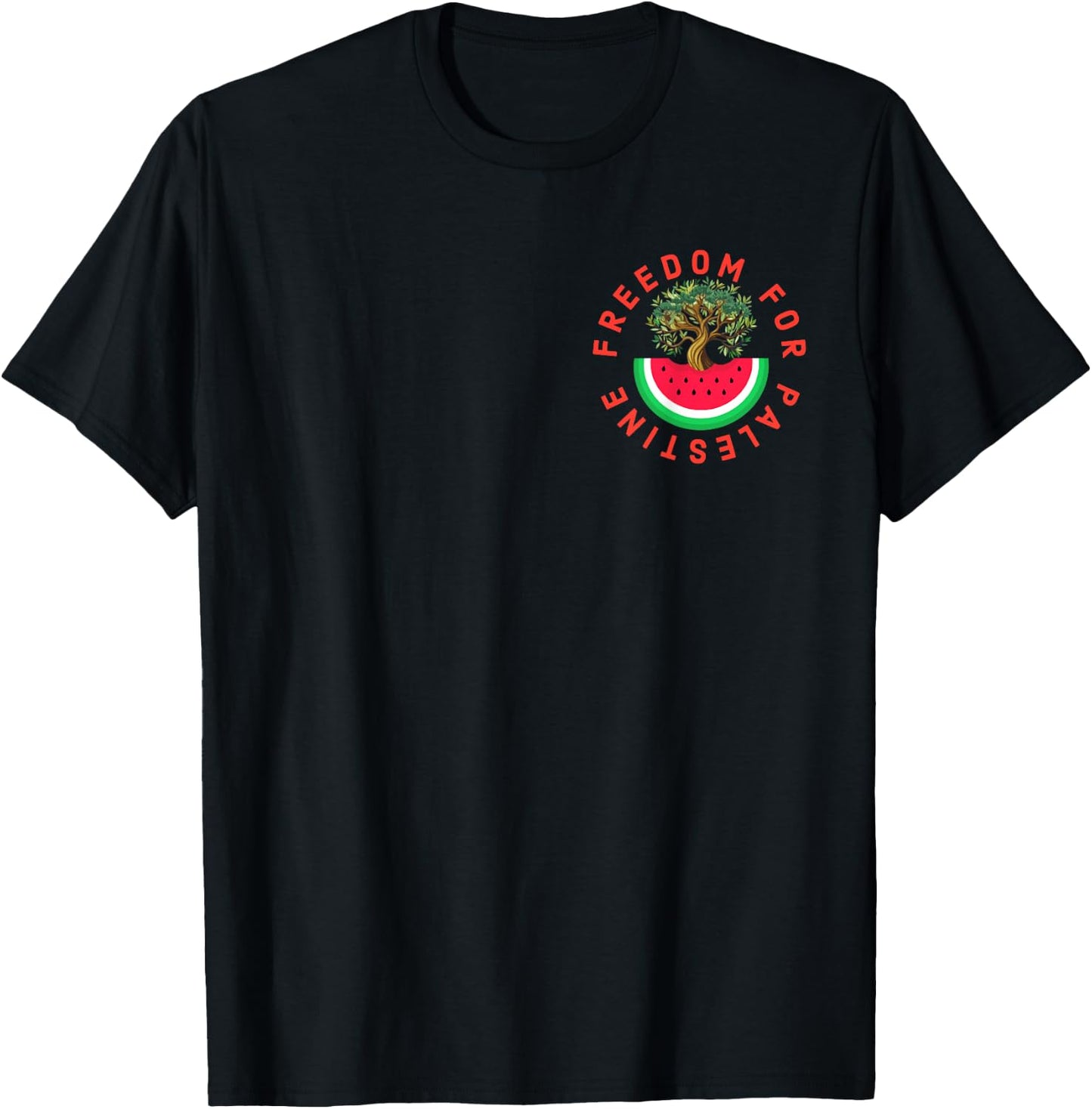Palestine Watermelon Palestinian Olive Freedom for Palestine , Black, S T-Shirt - T-Shirt | Black