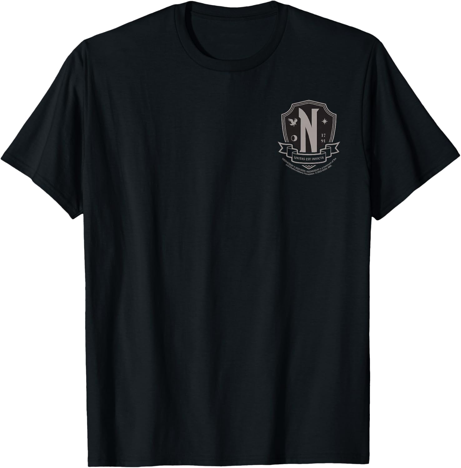 Wednesday Halloween Nevermore Crest Pocket Logo Costume Alt T-Shirt - T-Shirt | Black