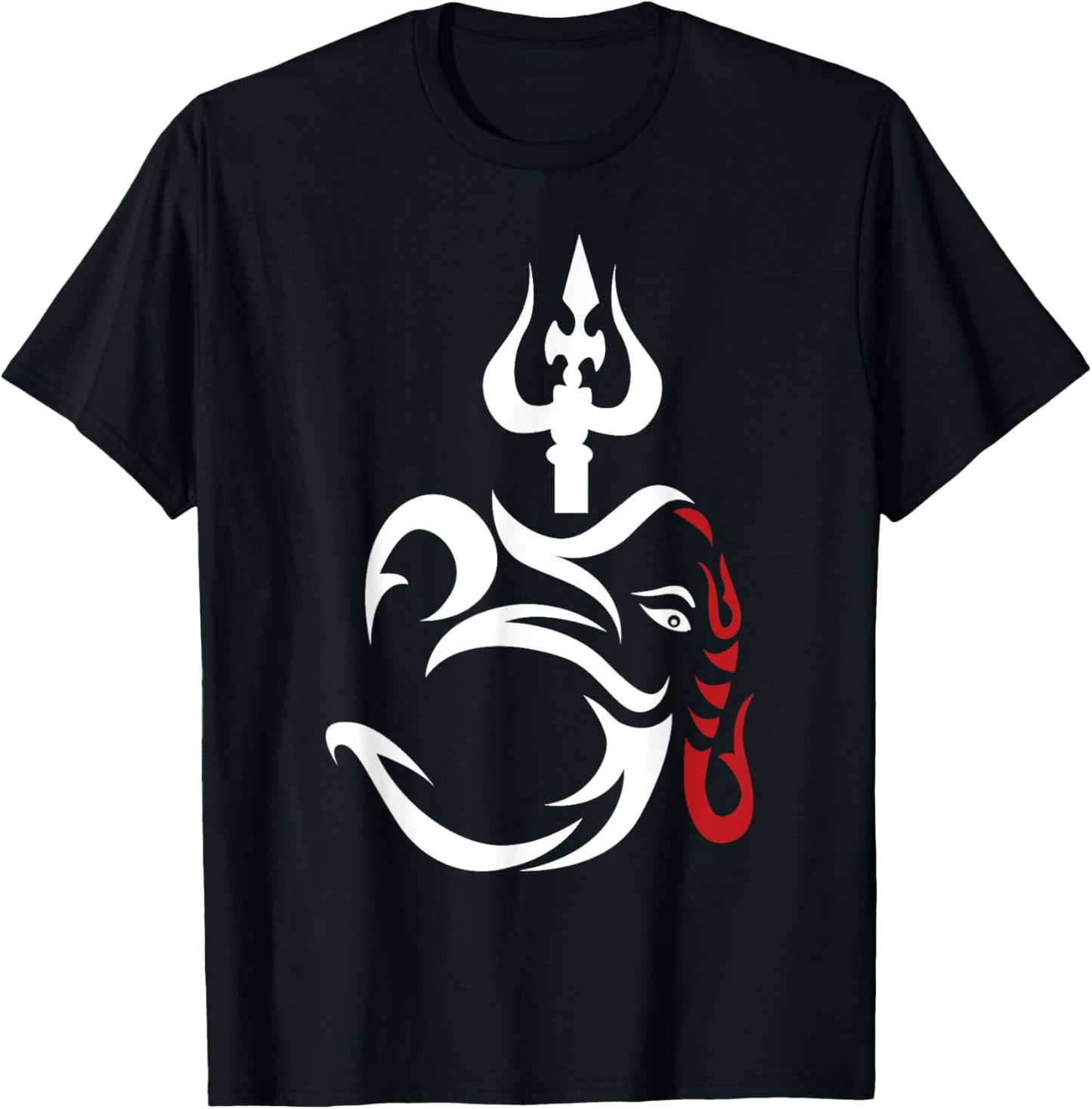 OM-Ganesha And Lord Shiva Divine Trident Trishul T-Shirt - T-Shirt | Black