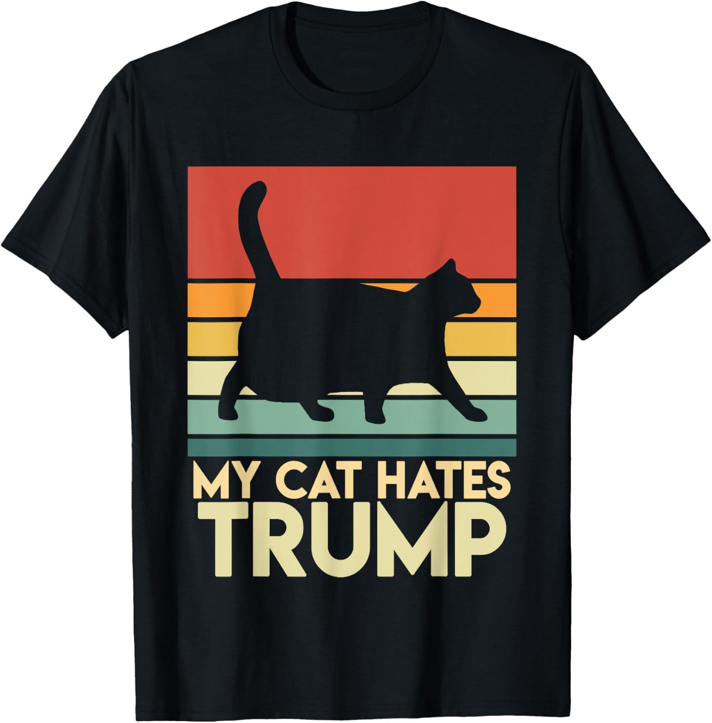 My Cat Hates Trump Funny Chonk Cat Trump Mug Shot Men Women T-Shirt - T-Shirt | Black