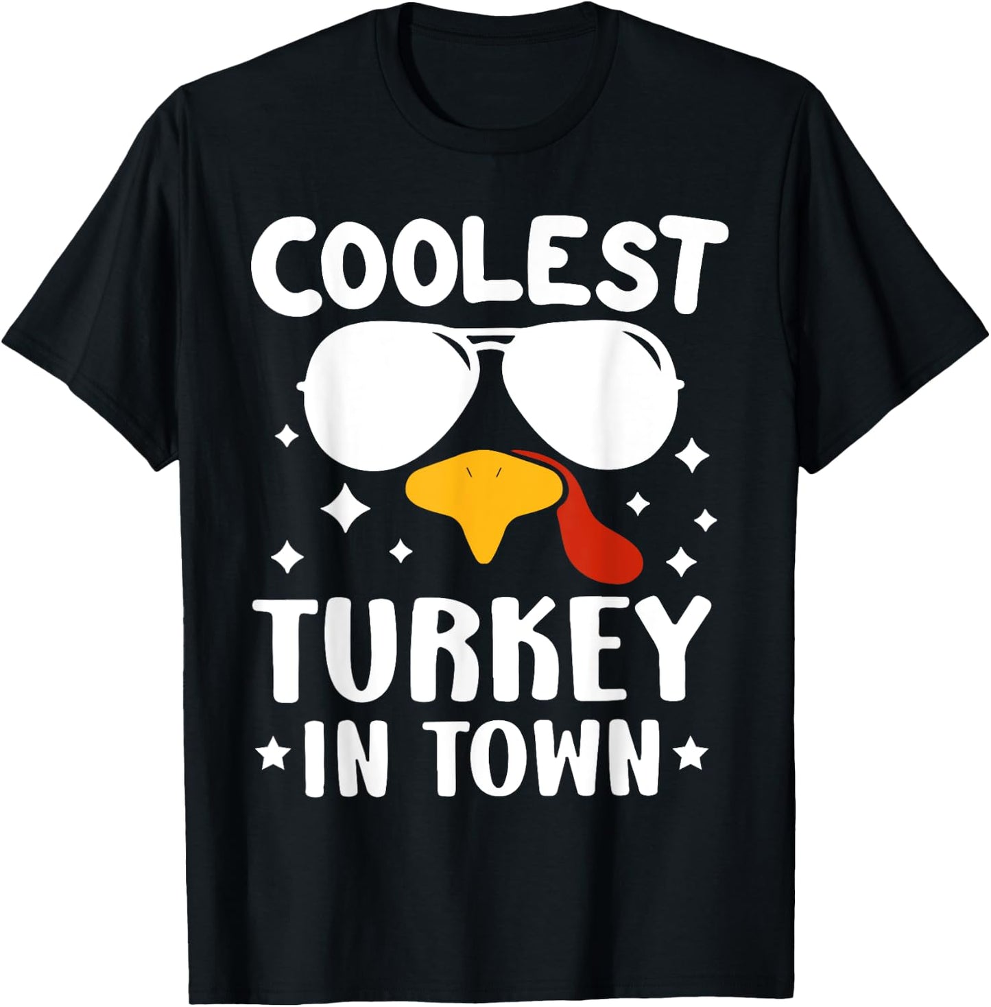Funny Coolest Turkey In Town Shirt - Adults Thanksgiving - Black - Small - Short Sleeve - - Solid - Retro - Fall T-Shirt - T-Shirt | Black