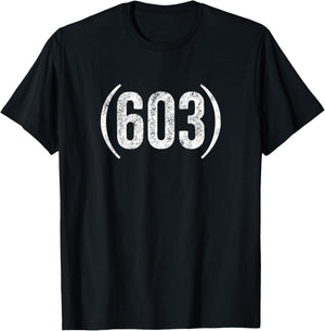 603 New Hampshire distressed area code T-Shirt - T-Shirt | Black