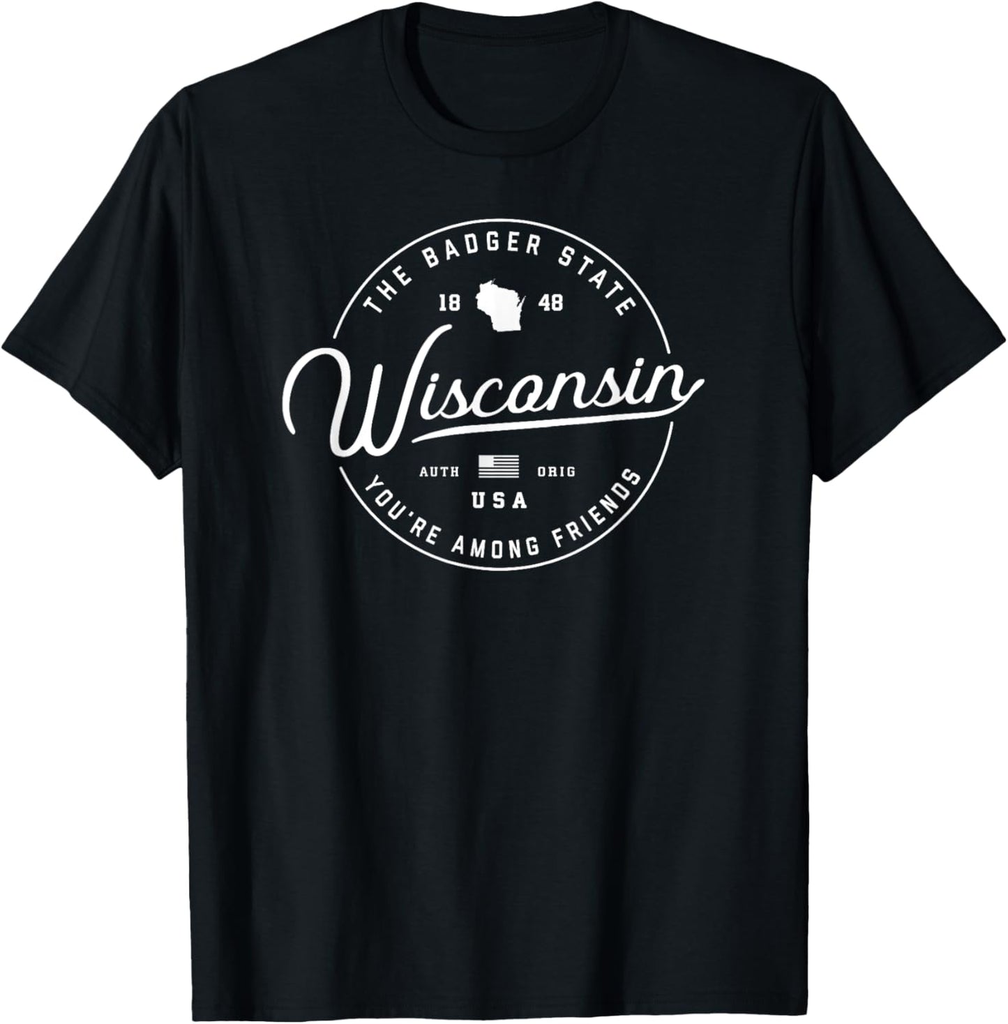 Wisconsin , US State Travel Vacation Shirts WI USA Te T-Shirt - T-Shirt | Black