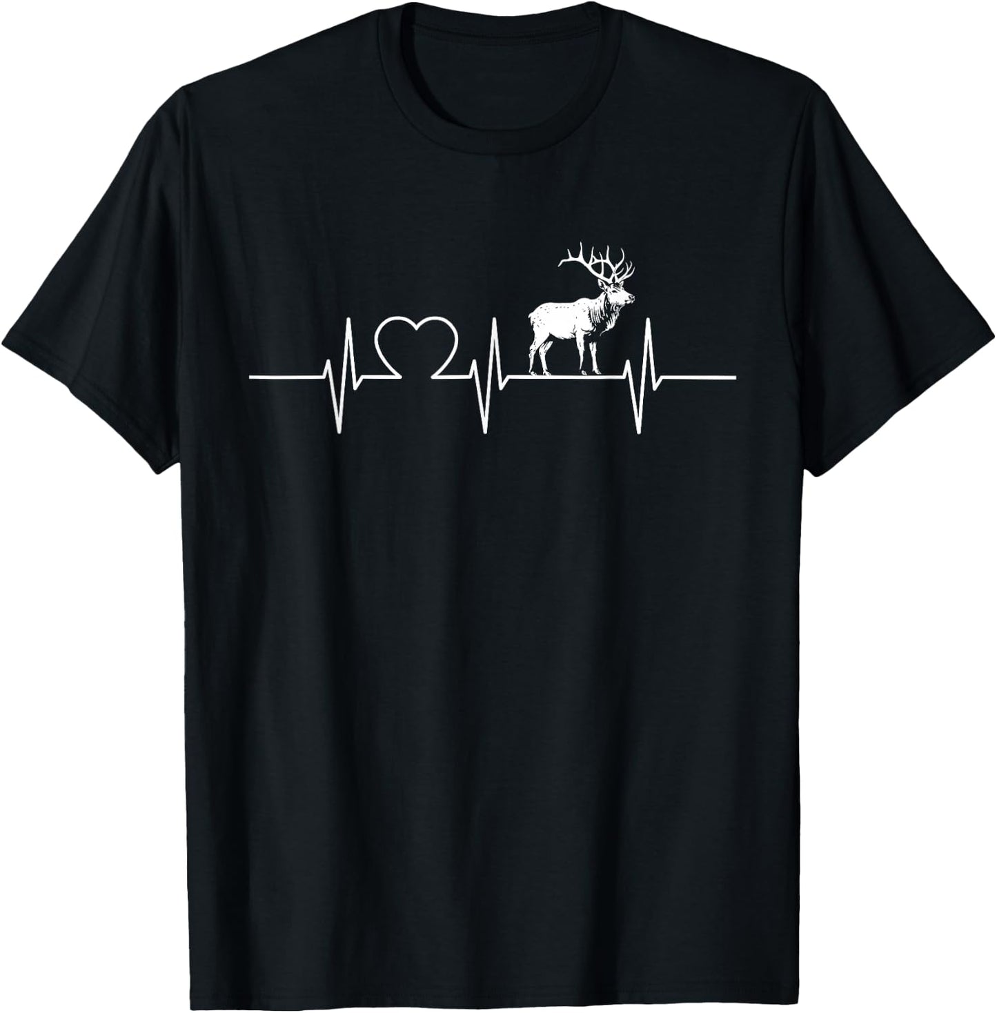 Elk Heartbeat Elks Elk T-Shirt - T-Shirt | Black