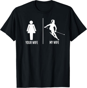 Ski Trip Skiing Wife Husband Marriage T-Shirt - T-Shirt | Black