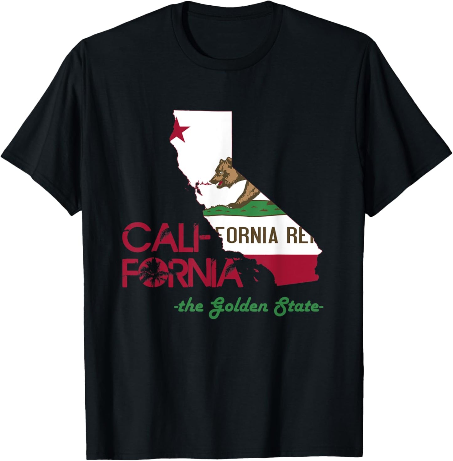 California State Flag Map T Shirt The Golden State T-Shirt - T-Shirt | Black