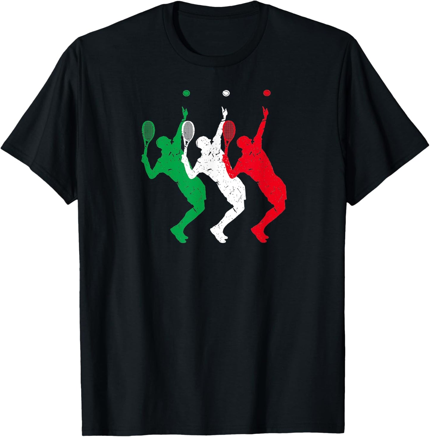 Tennis Player Italian Flag Italy Tennis T-Shirt - T-Shirt | Black