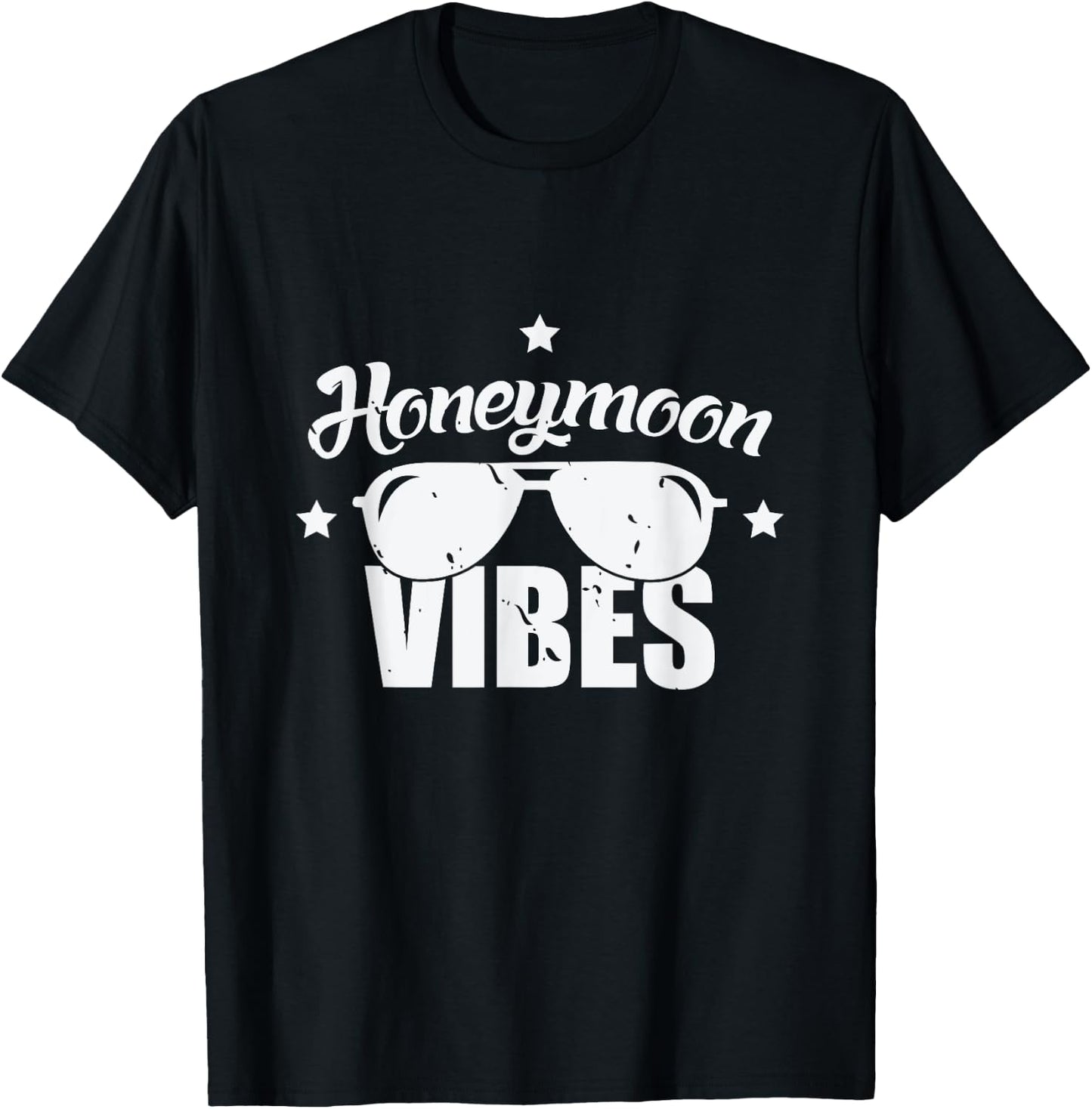 Honeymoon Vibes wedding Married Couple Holiday Sunglasses T-Shirt - T-Shirt | Black