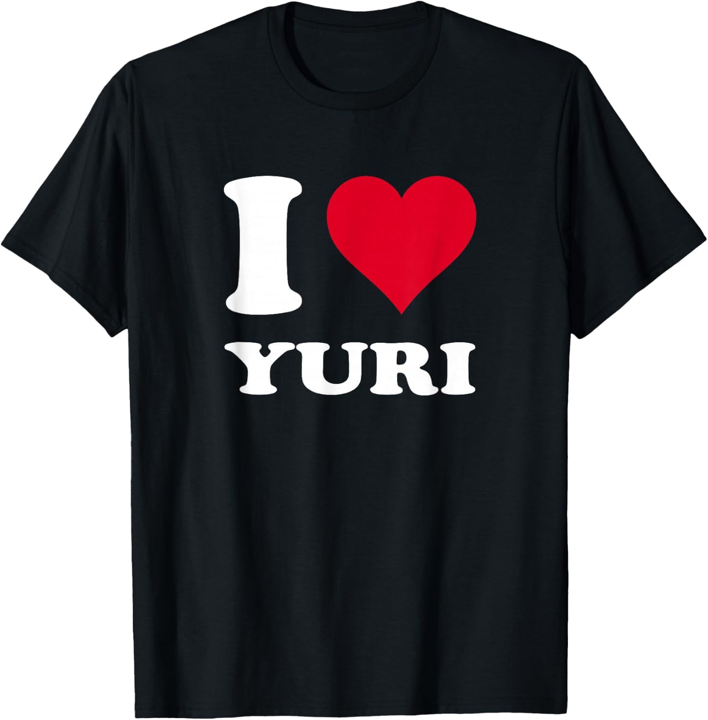 Red Heart I Love Yuri , Black, S T-Shirt - T-Shirt | Black