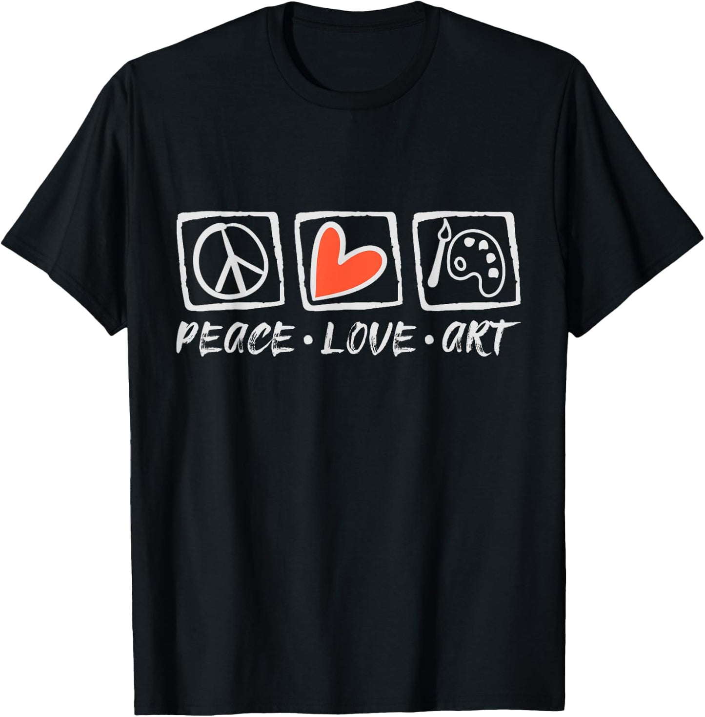 Art Teachers Peace Love Art For Artists And Painting Men Women Girls Kids T-Shirt - T-Shirt | Black