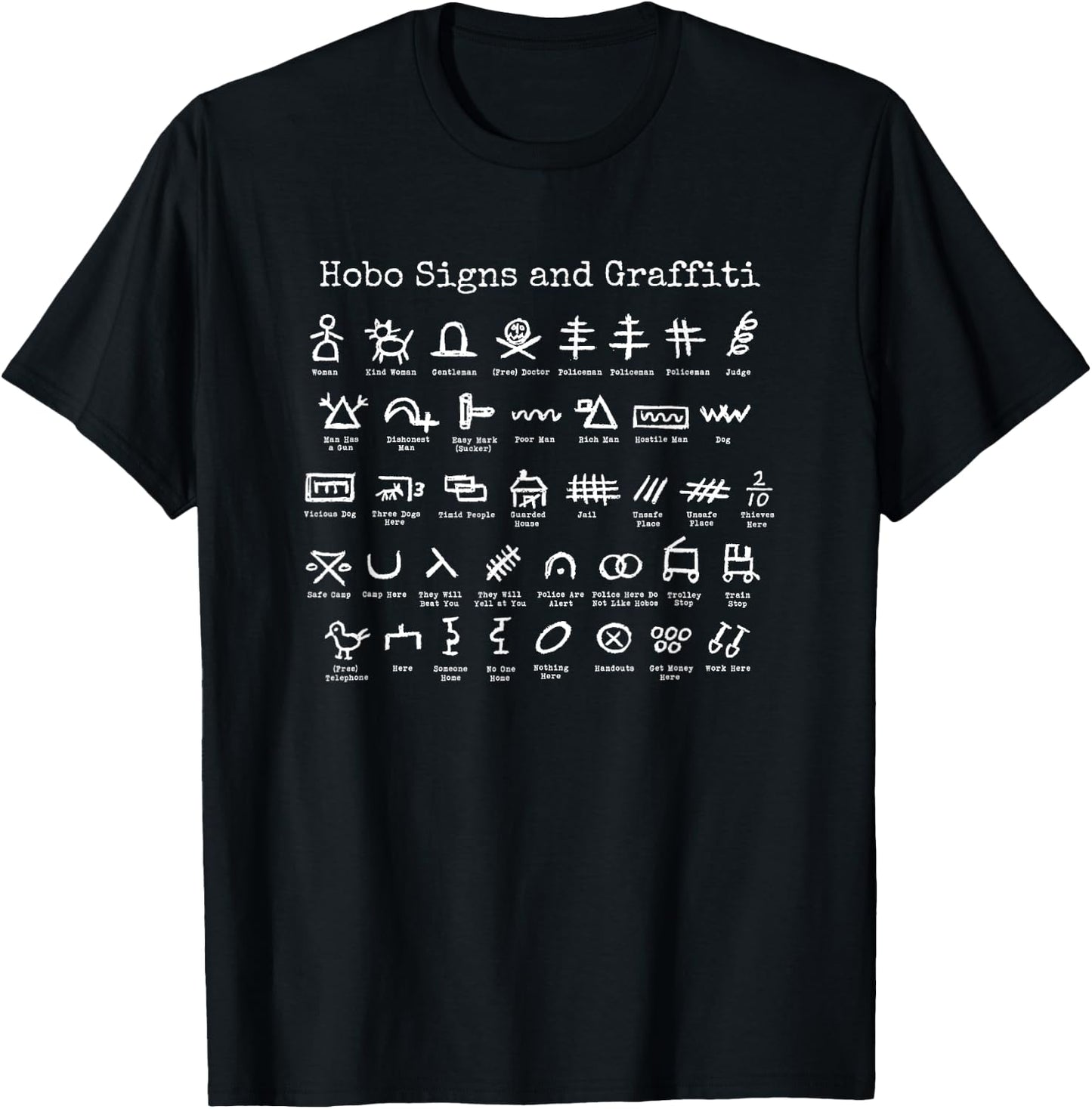 Hobo Signs and Graffiti T-Shirt - T-Shirt | Black