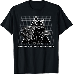 Cats On Synthesizers In Space Cat Owner Musician Gift Women T-Shirt - T-Shirt | Black