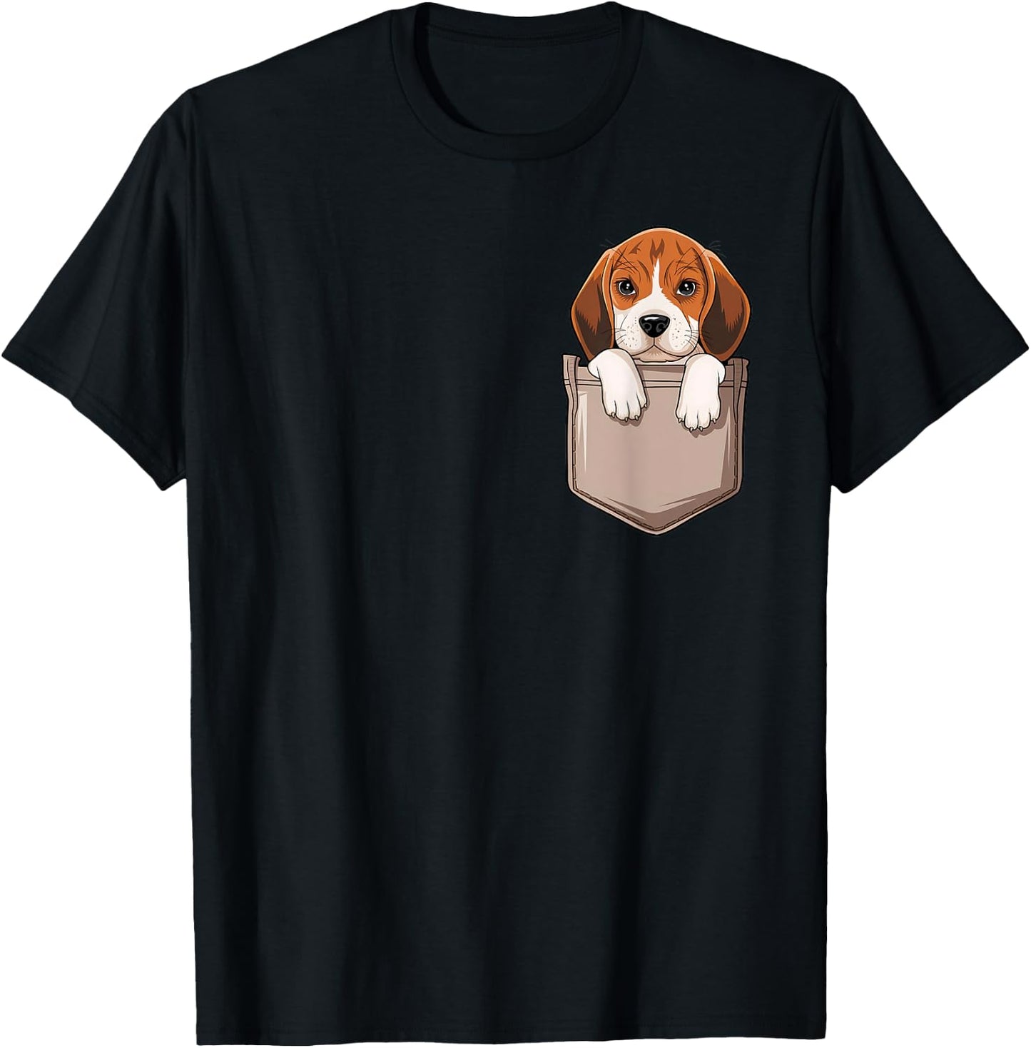 Beagle Dog In The Pocket Cute Pocket Beagle Face Pet Lover Women Kids T-Shirt - T-Shirt | Black