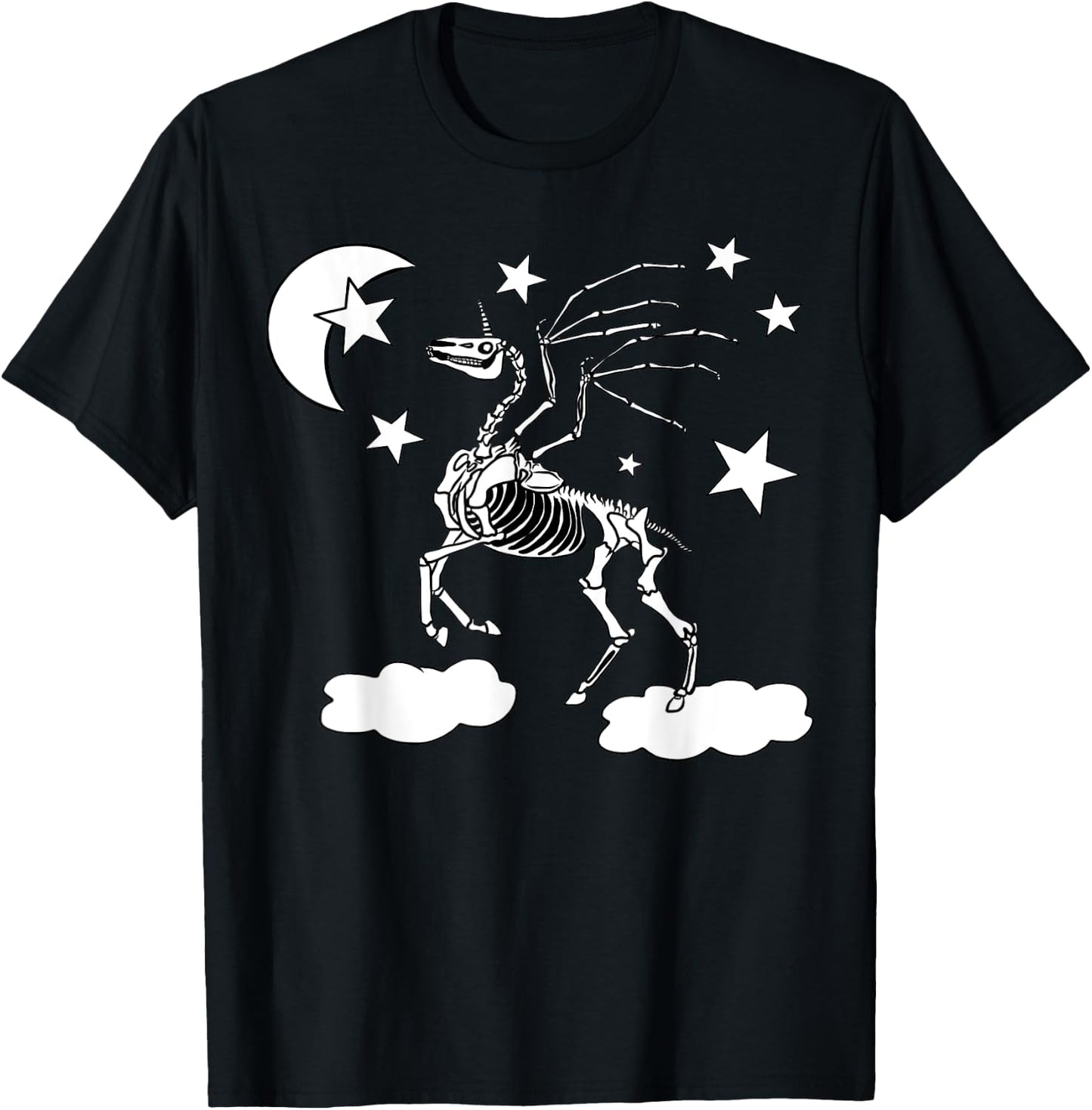Moonlight Unicorn Costume For Girls Pegasus Gothic Skeleton T-Shirt - T-Shirt | Black