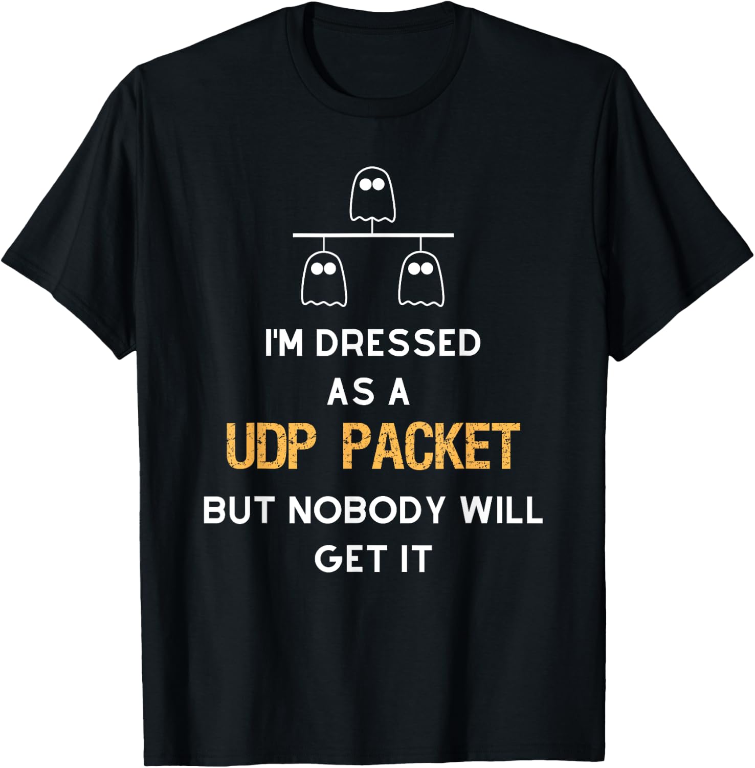 UDP Packet Ghost Halloween - Network Engineer Costume T-Shirt - T-Shirt | Black
