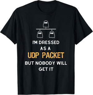 UDP Packet Ghost Halloween - Network Engineer Costume T-Shirt - T-Shirt | Black