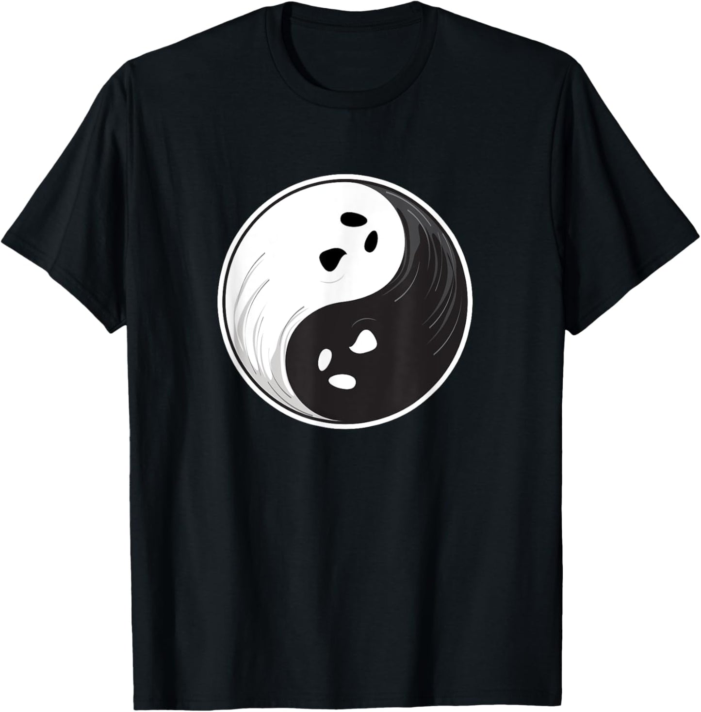 Halloween Ghosts Yin Yang T-Shirt - T-Shirt | Black