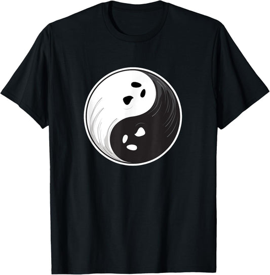 Halloween Ghosts Yin Yang T-Shirt - T-Shirt | Black