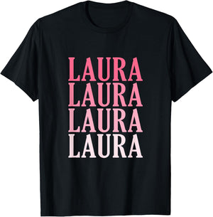 Retro Custom First Name Laura T-Shirt - T-Shirt | Black