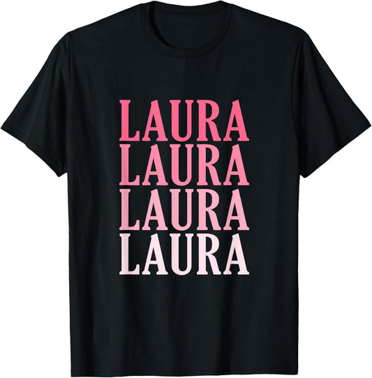 Retro Custom First Name Laura T-Shirt - T-Shirt | Black