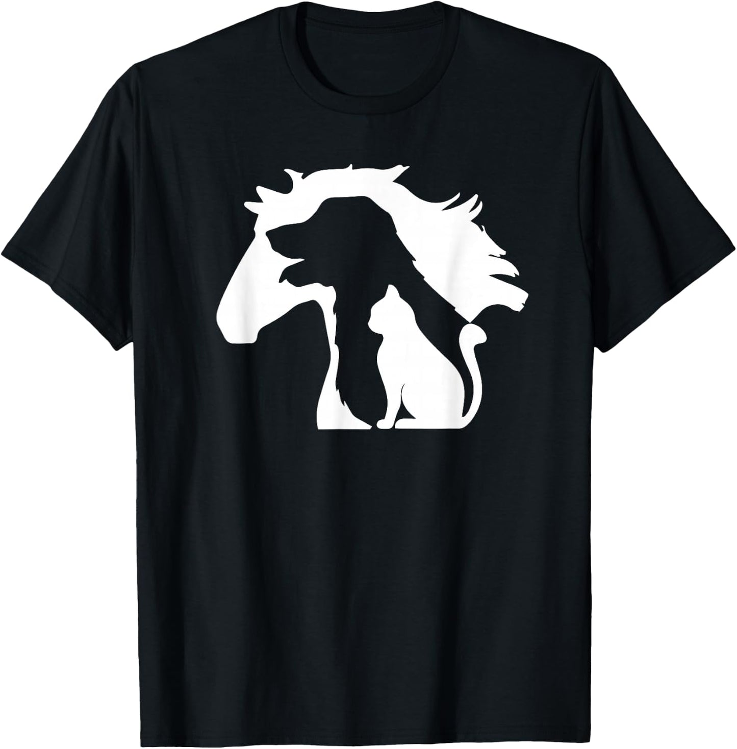 Pferd Hund & Katze, minimalistische Kunst, abstrakte Silhouette Overlay T-Shirt - T-Shirt | Black