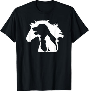 Pferd Hund & Katze, minimalistische Kunst, abstrakte Silhouette Overlay T-Shirt - T-Shirt | Black
