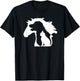 Pferd Hund & Katze, minimalistische Kunst, abstrakte Silhouette Overlay T-Shirt - T-Shirt | Black