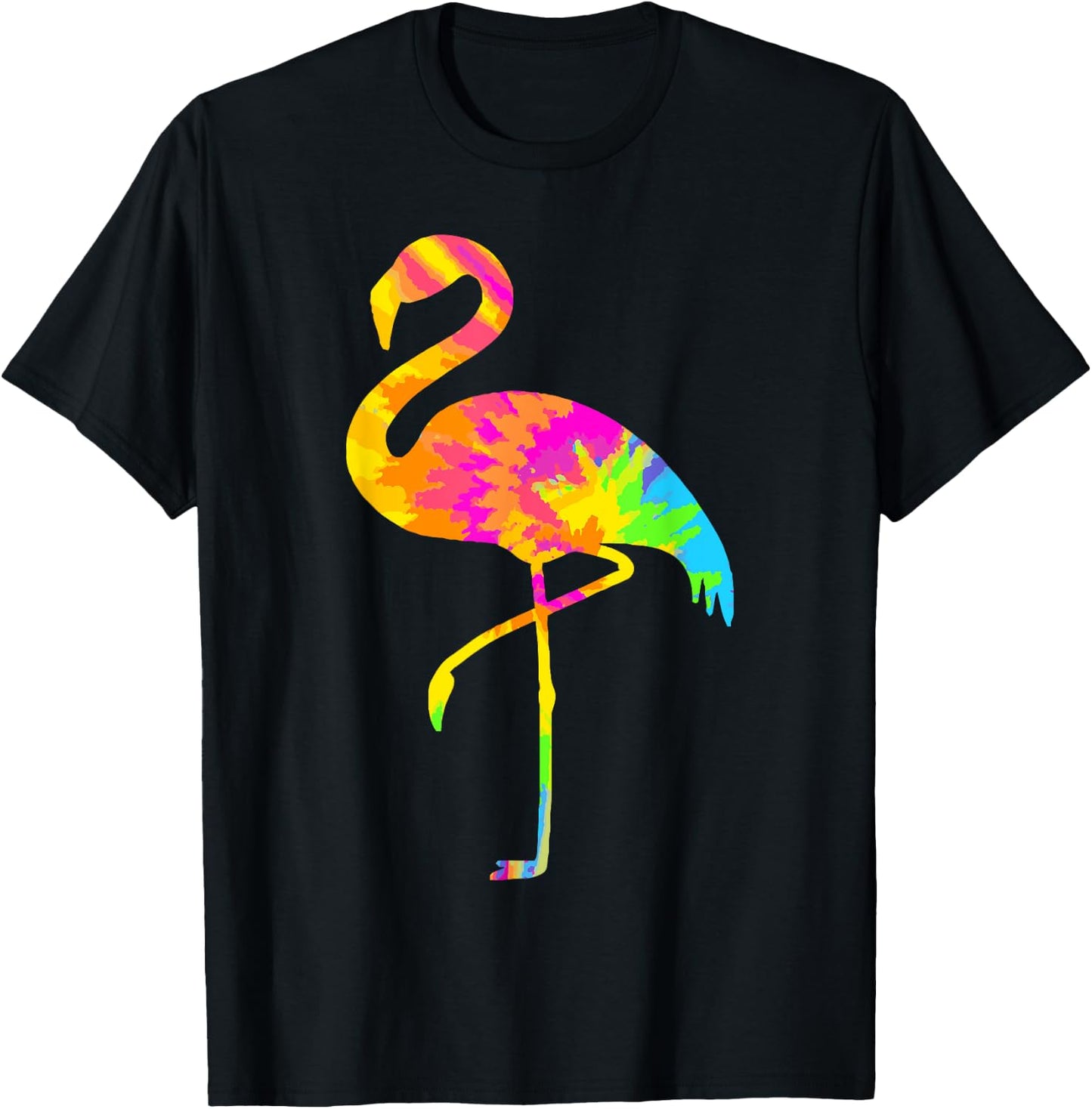Flamingo Tie Dye Vintage Hippie Flamingo Lover T-Shirt - T-Shirt | Black