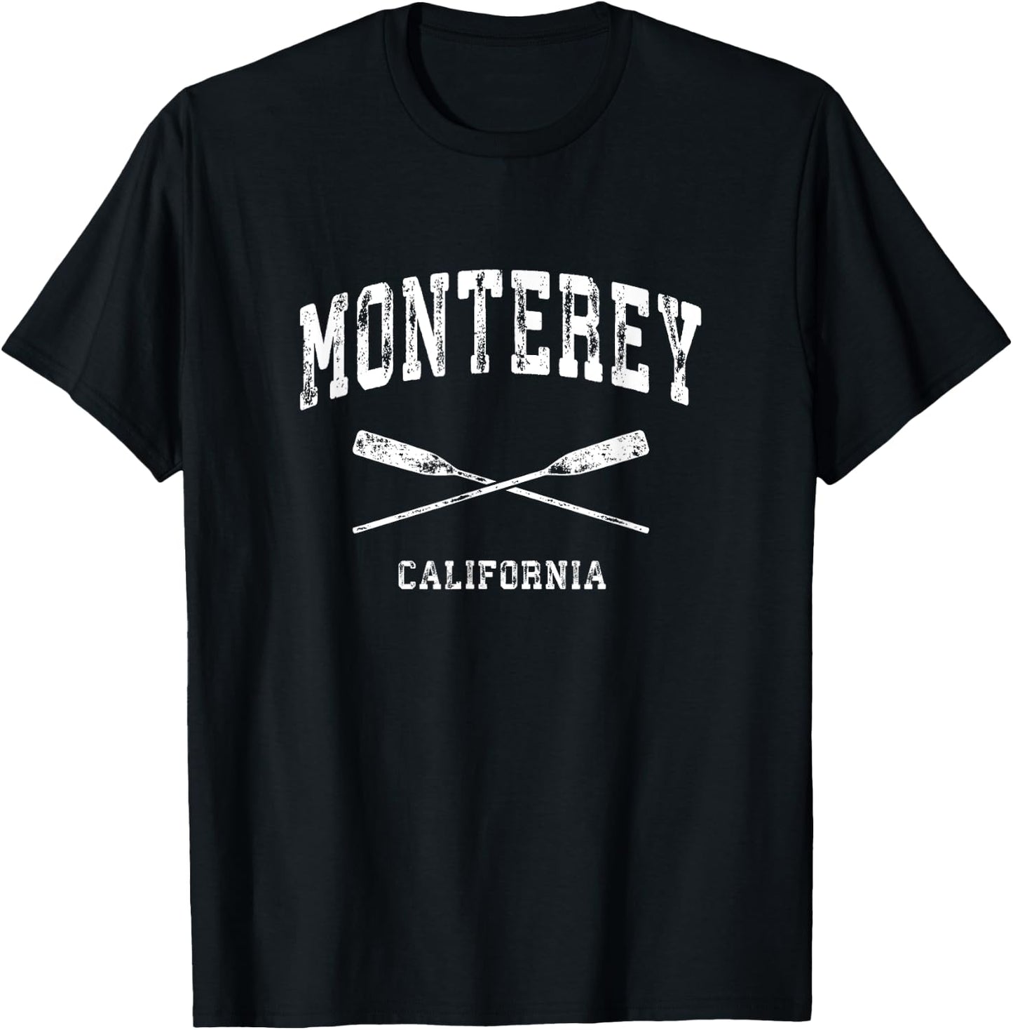 Monterey California Vintage Nautical Crossed Oars T-Shirt - T-Shirt | Black
