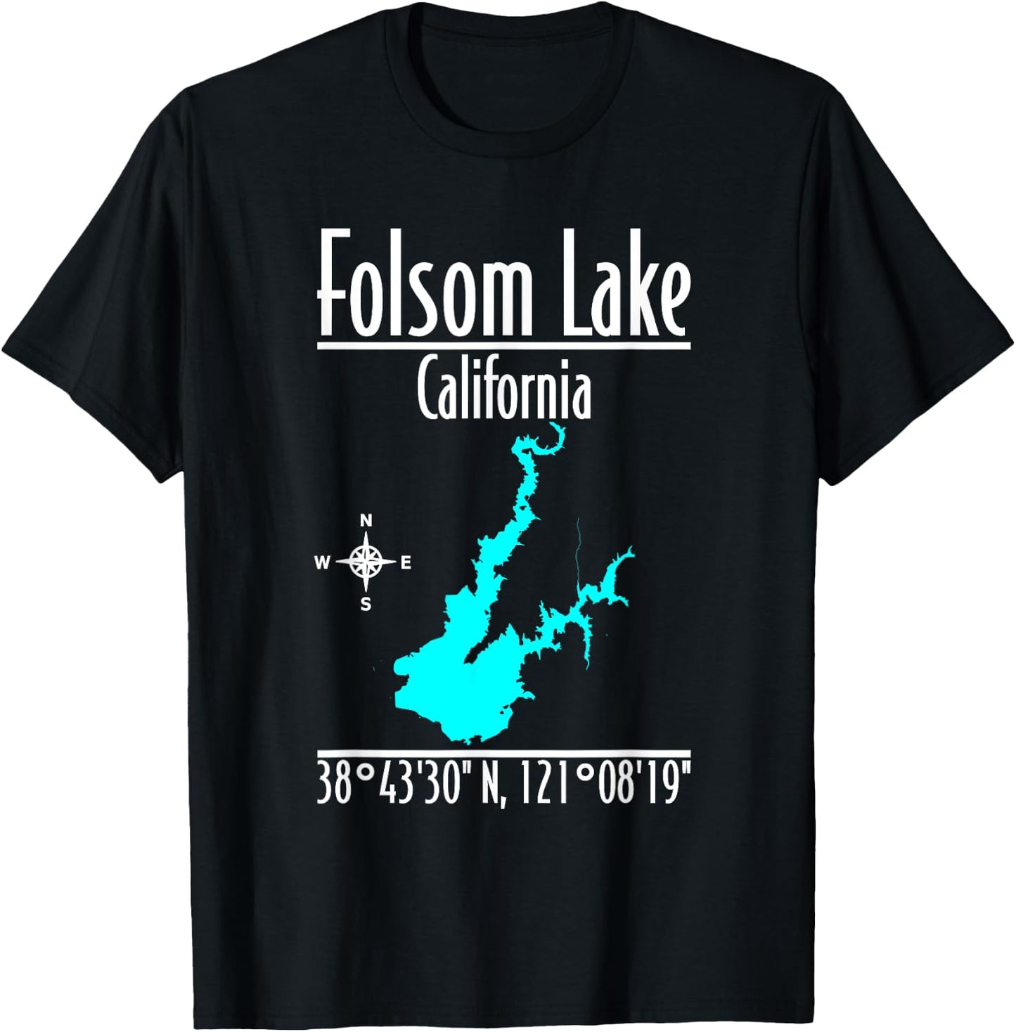 Modern Folsom Lake - California T-Shirt - T-Shirt | Black