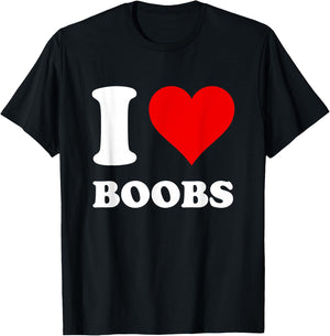Red Heart I Love Boobs T-Shirt - T-Shirt | Black