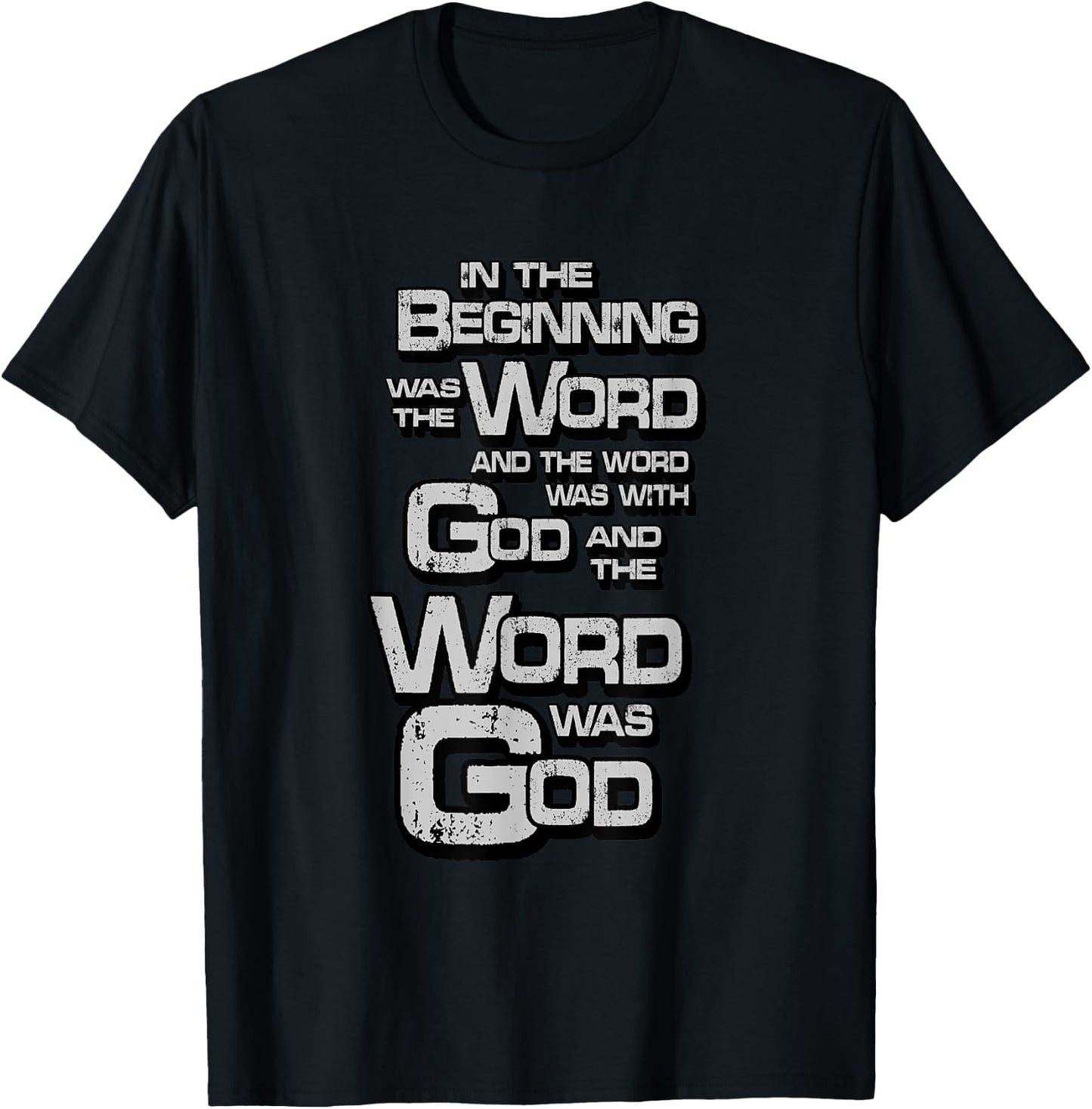 John 1:1 In the Beginning was the Word, Bible Verse T-Shirt - T-Shirt | Black