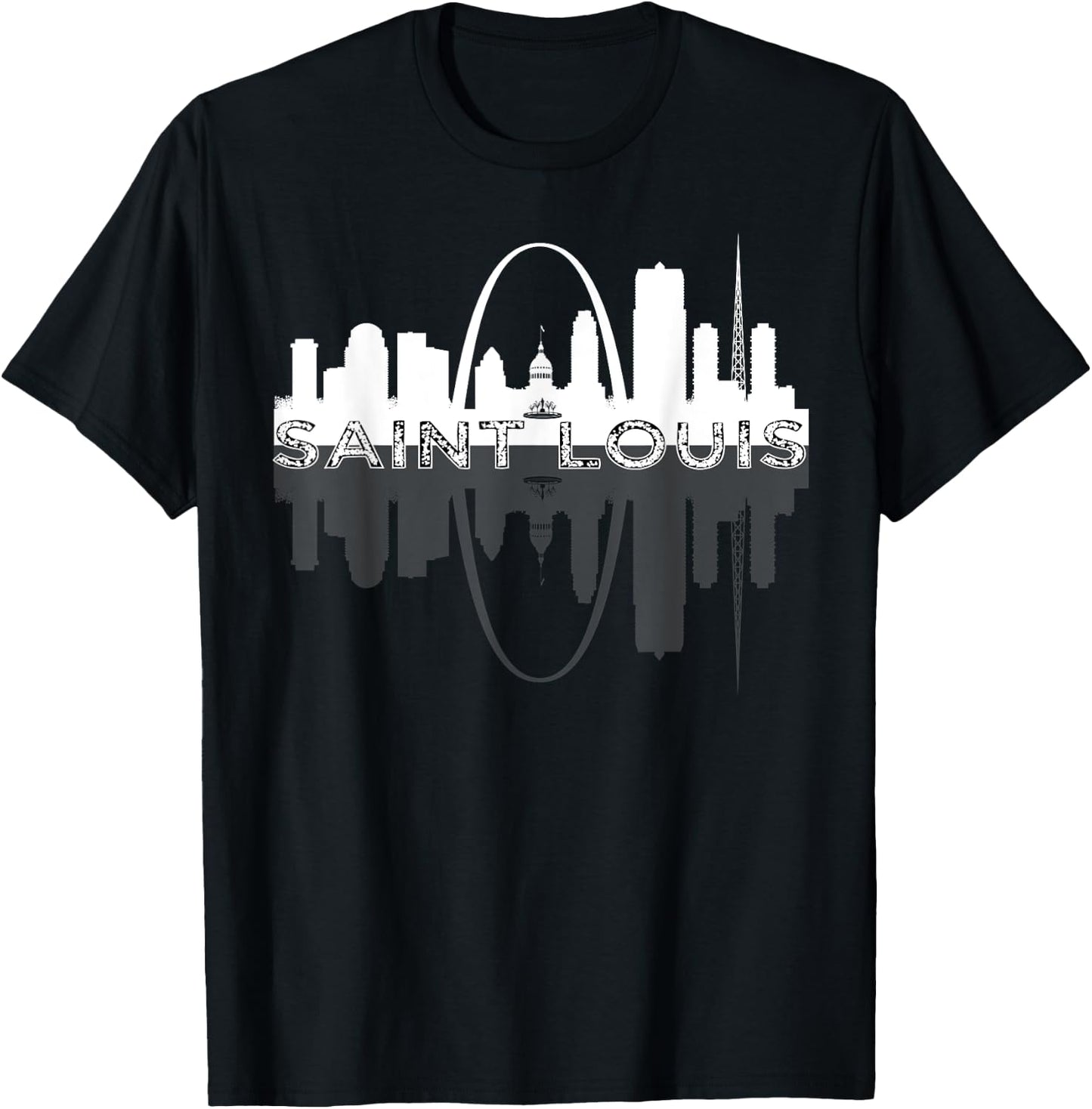 City of St Louis Missouri Skyline Art Gateway Arch Graphic T-Shirt - T-Shirt | Black