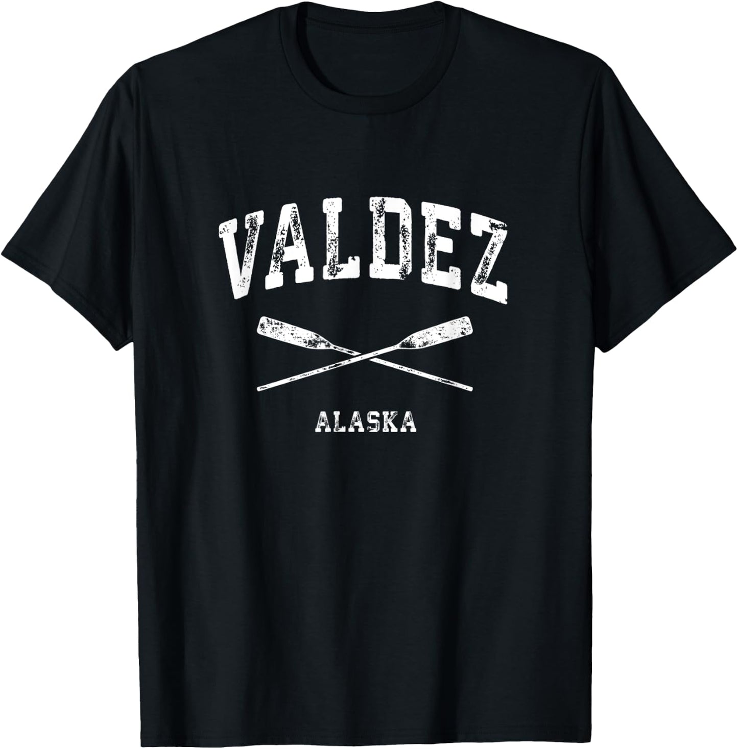 Valdez Alaska Vintage Nautical Crossed Oars T-Shirt - T-Shirt | Black